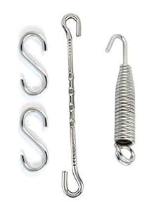 MHS Zula Bearing Spring 360 Rotating and Accessories for Hammock Porch Swings (Kit of 1 Spring 1 Link 2 S Hooks)