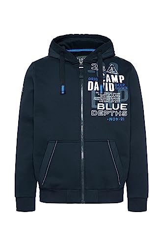 Camp David Herren Sweatjacke mit Kapuze im Materialmix