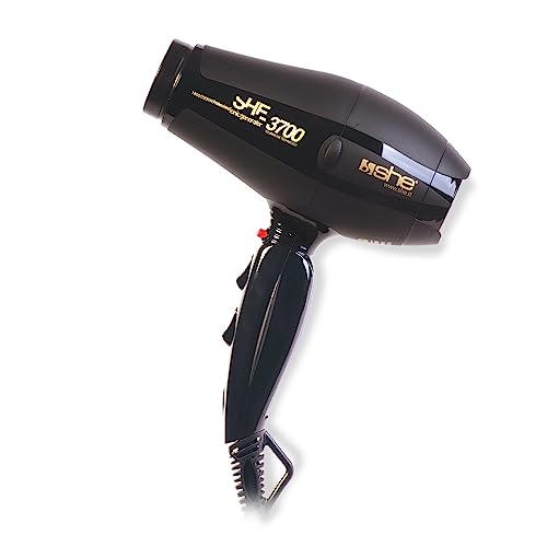 SHE Phon Asciugacapelli Modello 3700 - Compatto in Ceramica e Tormalina - Nero