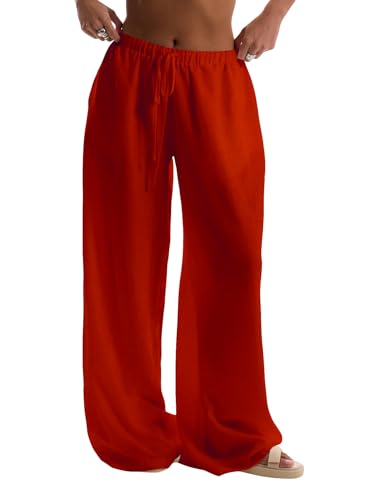 Image of RoseSeek Women's Beach Cover Ups Wide Leg Loose Linen Pants Swimsuit Coverup Summer Vacation Outfits 2026