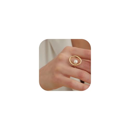 14K Gold Plated Oval Ring for Women Opening Irregular Circel Ring Wedding Jewelry