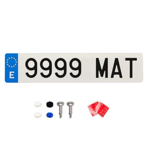 Matrícula Acrílica Homologada 52x11 CM | Matrícula de Coche Universal Europea | Material Resistente y Elegante | Fácil y Rápida Instalación (Pack 2 Unidades)