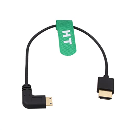 HangTon Câble Mini HDMI 4K 120Hz 8K 30p pour Canon EOS R RP 5DIV ATOMOS Ninja V Shinobi Nikon Z6 D750 Sony XR50 NEX Portkeys BM5 Moniteur Type A C HDMI 2.1 Angle Gauche 30cm