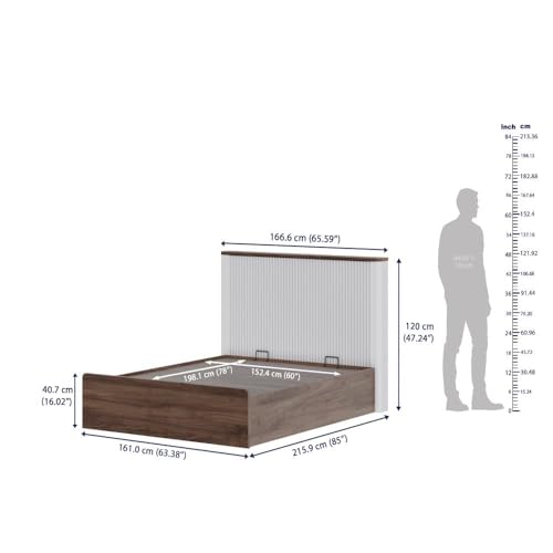 Image of Wakefit Bed | 3 Yr Warranty | Bed Queen Size, Comes with Hydraulic Storage, Noise Free, Density:680-750 kg /m, Termite & Borer Resistant, Fits Mattresses Up to 8 Inches (Nix 78 x 60- Columbian Walnut)