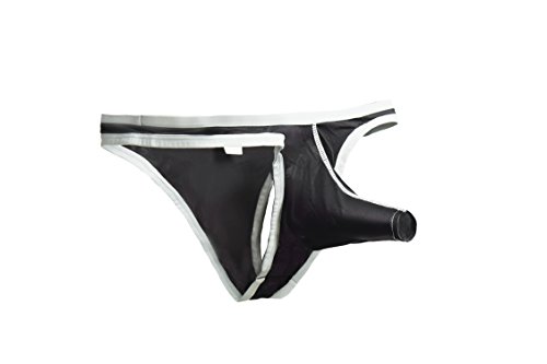Men's Sexy G-Strings Breathe T-Back Funny Sexy Underwear Briefs (L, Black and White) …4