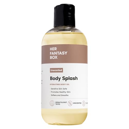 Her Fantasy Box | Body Splash Hydrating Body Oil - Moisturizing Non-Greasy Formula for Soft Smooth Skin - All-Natural Lightweight & Nourishing (8 Fl Oz Unscented)