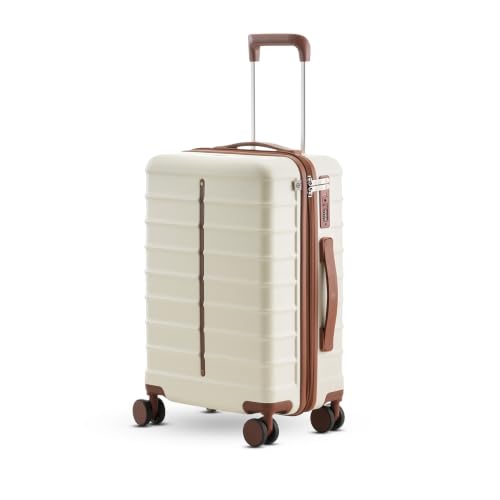 Image of Assembly Odyssey 24 Inch (65 cm) Check-in Medium Trolley Bag Hard Shell Polycarbonate Suitcase Lightweight with TSA Lock 8 Spinner Wheels White