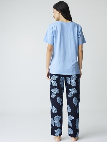 Image of Night Suit for Womens Checks Printed Cotton Night Dress of Top and Pajama Set 9410
