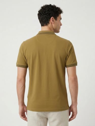 Image of Raymond Men Modern Fit Solid Pattern Pure Cotton Polo Neck Half Sleeve Casual T-Shirt