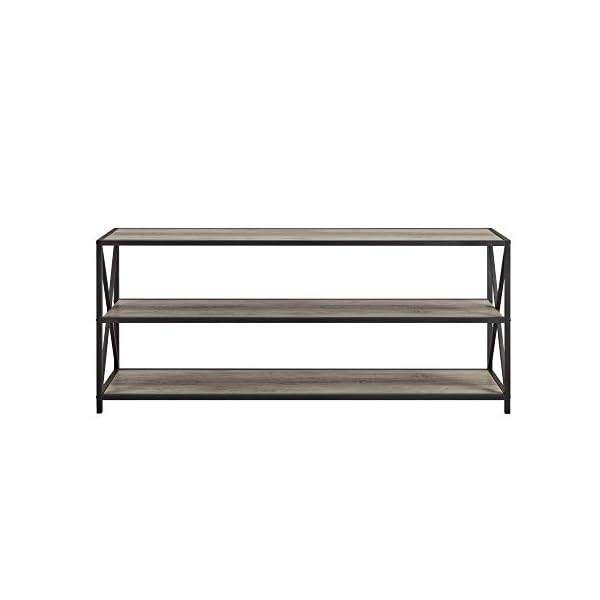 Eden Bridge Designs Bookshelf, Metal Frame, Grey Wash, 60 Inches, Storage organiser, Multi-Functional Home office Furniture - Image 5