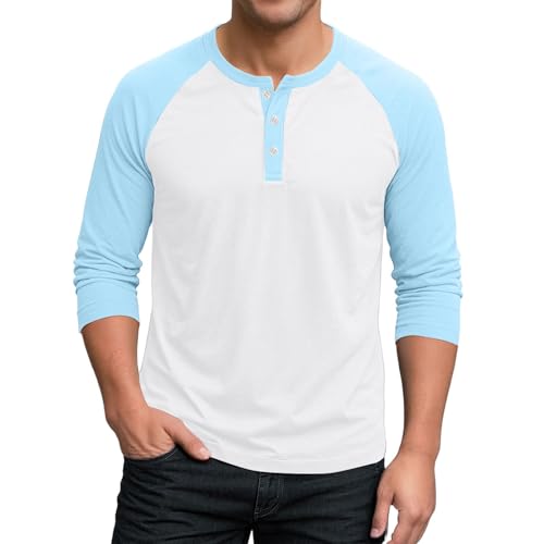 Baseball Shirts for Men 3/4 Sleeve 4 Pack,Summer Henley Shirts for Men Raglan 3/4 Sleeve Jersey Baseball T-Shirts Casual Cotton Sport Athletic Tee Tops(X-Large,White)
