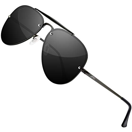 ATTCL Unisex Mirrored UV400 Polarized Sunglasses for Men Women Driving Fishing Metal lightweight 7211 Black-all