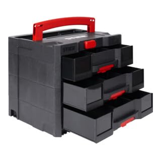 STIER Sortainer T-Loc IV/3 BLACK-Edition, 6,7 L pro Schublade mit Beschriftungsfeldern, flexibel kombinierbar