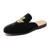 FLQL Mens Gold Studded Smoking Slipper, Nightclub Slip-On Tuxedo Dress Shoe Size 13