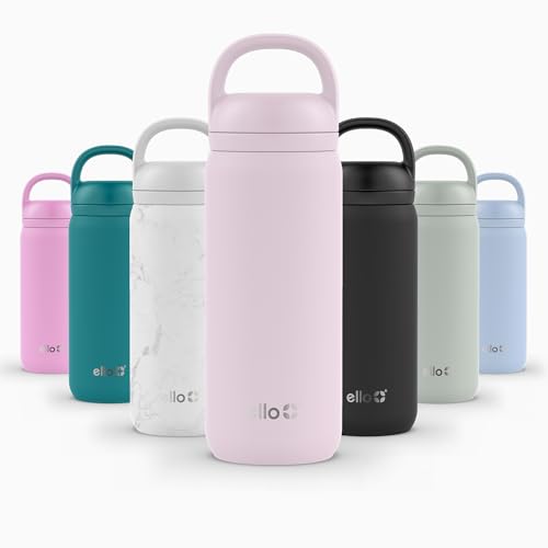Image of Ello Cooper Twist 18oz Kids Stainless Steel Water Bottle with Chug Lid | Leak Proof Double Wall Vacuum Insulated | Fits Car Cupholder | Built in Carry Loop | Dishwasher Safe | Cashmere Pink