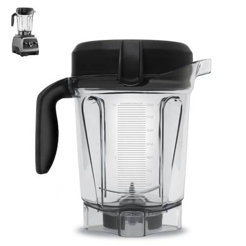 Vitamix Mixerkrug, 1,8 l, flaches Profil für Vitamix-Ersatz-Krug für 5000, 5200, 6300, 7500, VM0158a, VM0197, für Vitamix-Behälter G/Classic C/Commercial/Explorian Serie usw