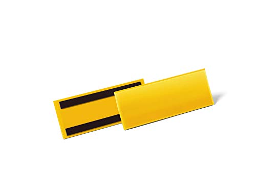 Durable 175704 Bolsa de etiquetas magnéticas, para etiquetas 1/2 A5 apaisadas (210 x 74 mm), paquete de 50, amarillo
