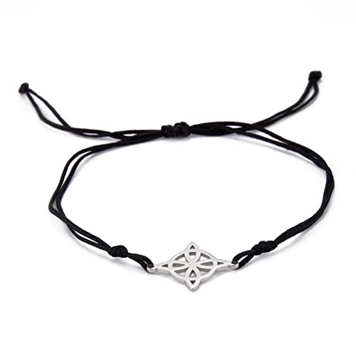 Dreamtimes Trendy Witch Knot Charm Bracelet Celtics Bracelet Geometric Women Female Stainless Steel Witchcraft Chain Bracelet Wiccan Jewelry for Women Vintage Om Yoga Bracelet