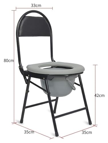 Bedside Commodes Folding Portable Toilet Homecare Chair Lightweight Pregnant Bath Stool with Arms/Backrest Bathroom Support for Elderly Daily Living Aids - Image 3