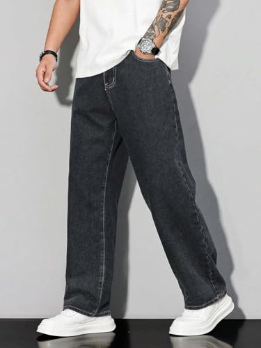 Image of KOTTY Mens Solid|Mid Rise| Coin Pocket|Button|Ankle Length|Loose Fit|5 Pocket Jeans for Mens