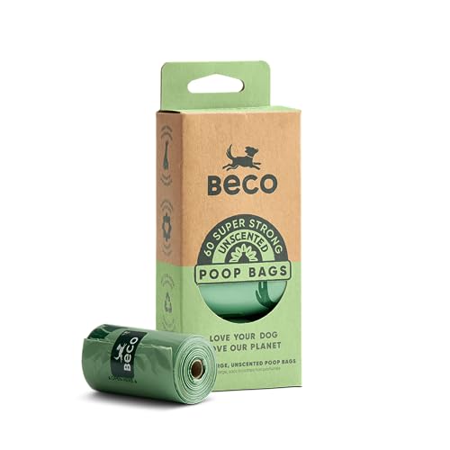 Image of Beco Strong & Large Poop Bags - 60 Bags, 4 Rolls of 15 - Unscented - Dispenser Compatible Dog Poo Bags