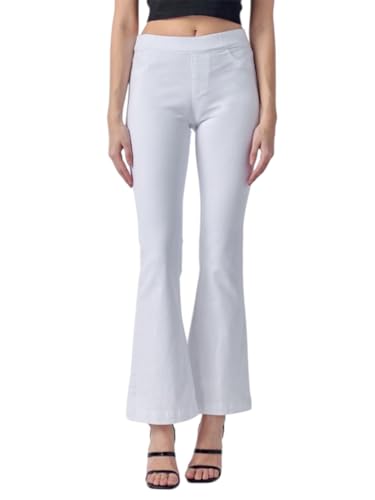 Cello Jeans Women's Mid Rise Comfort Stretch Pull On Flare Jeggings