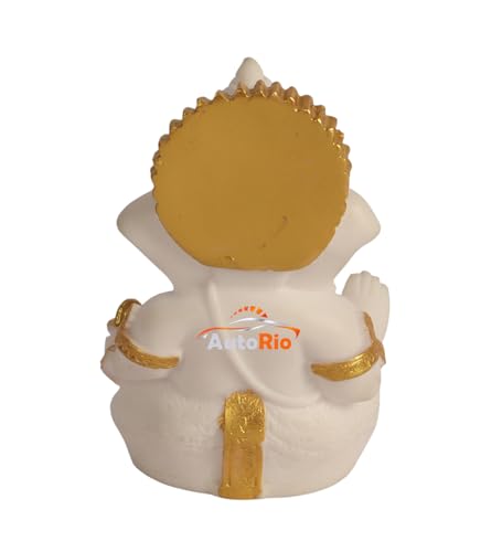 Image of Shri Ganesha Idol for Car Dashboard | Lord Statue for Decor, Office & Pooja Room Decor | Spiritual Gift for Housewarming, Festive & Religious Occasions (White)