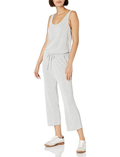 Amazon Brand - Daily Ritual Women's Sandwashed Modal Blend Sleeveless Wide-Leg Cropped Jumpsuit, Heather Grey, Large