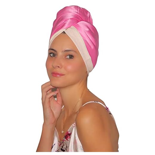 A Lily's Call Pure Mulberry Silk and Silk Noil Hair Drying Towel - Reversible for Wet Hair and Dry Hair- Luxury Hair Towels for Women
