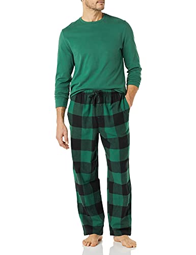 Amazon Essentials Men's Flannel Pant and Long-Sleeve T-Shirt Pajama Set