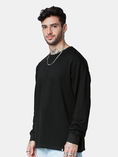 Image of The Souled Store Solids: Men and Boys Cotton Oversized Fit Full Sleeve T-Shirts