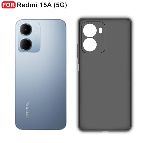 Image of CEDO Back Cover for Redmi 15A (5G) | Camera Bump Protection & Inner Velvet Fabric Lining | Ultra Slim Matte Soft Rubberised Case Cover (Black)