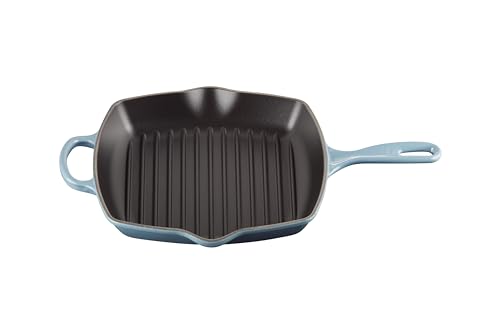 Imagen de Le Creuset Sartén skillet cuadrada grill de hierro fundido, 26 cm, Chambray, 20183264340422