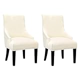 Velvet Wingback Dining Chair Cover Soft Stretch Accent Chair Cover Slipcover Thick Plush Wing Back Chairs Covers Furniture Protect Washable Chairs Protector Covers for Dining Room (Beige, 2)