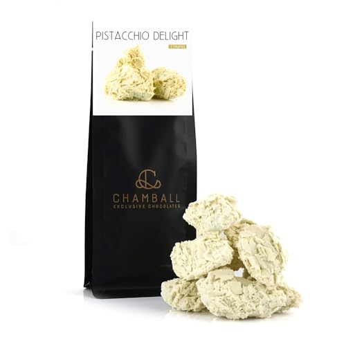 7 Trufas de chocolate Blanco con Crema de Pistacho y Escamas, Trufas magicas de Chocolate Belga, Trufas de Belorado, Pack chocolates para regalar de CHAMBALL EXCLUSIVE CHOCOLATES