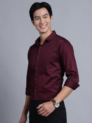 Image of Majestic Man Slim Fit Satin Cotton Formal Shirt for Men