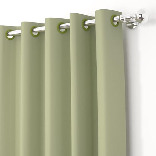 Image of Story@Home Customisable Blackout Curtains 4 to 9 Feet Long Room Darkening, Noise Reducing, Window,Door, Long Door Curtain Plain,Light Green, 100% Opacity