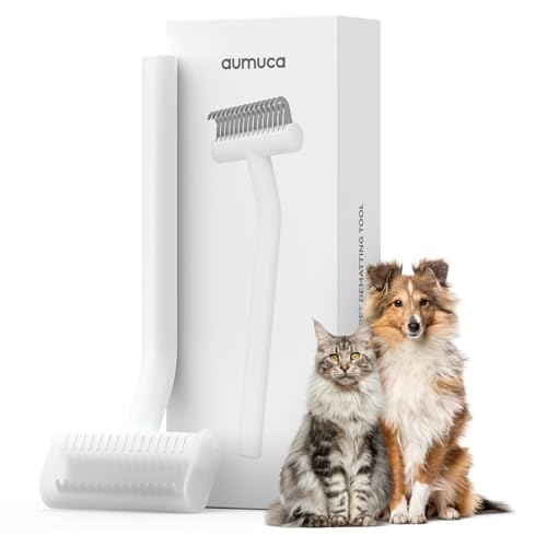 aumuca Undercoat Rake for Dogs & Cats – Deshedder & Grooming Brush – Dog Brush & Cat Brush for...