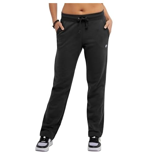 Champion 's Fleece-Open Bottom Pant, Black, Medium