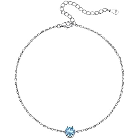 Tobillera ChicSilver con Cristal Diamantes de Marzo Plata de Ley 925 Cover