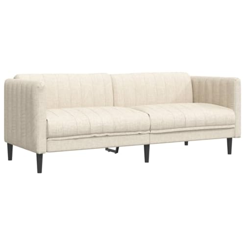 vidaXL Sofagarnitur 3-TLG., Sessel Couch Sofa für Wohnzimmer, Loungesofa Polstersofa mit Stützbeinen, Couchgarnitur Sitzmöbel, Modern, Creme Stoff – Bild 7