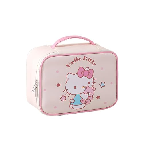 Kitty Makeup Bag Makeup Organizer Travel Toiletry Bag for Women & Girls | Cute Cosmetic Bag Train Case for Travel Bag Toiletry Bag for Women Make up Storage (Pink Kitty)
