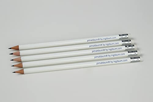 DAUMKINO® 5 Bleistifte HB, weiß, mit Radiergummi Cover