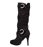  Minetom Damen Stiefeletten Worker Boots Übergrößen Damen Schnürstiefeletten Mit Blockabsatz Spitze Zipper Schwarz 40 EU