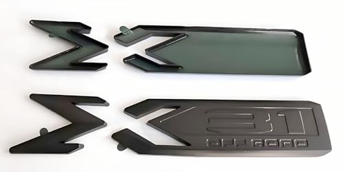 Image of Pair Set Sierra 1500 X31 Off Road Emblems 3D Rear Bodyside Truck Bed Decal Badge Nameplate Replacement for 2019-2022 Sierra 84682662 (Overlay Emblem Matte Black)