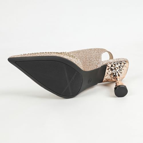Gold Pointed Kitten Heels for Women Fashionable Closed Toe Stiletto Elegant Pumps for Events, Weddings, Or Business3