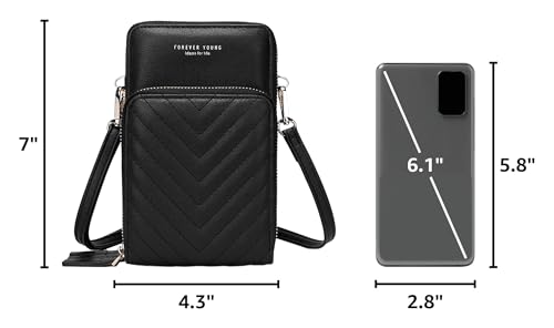 Image of myfriday Small Cell Phone Crossbody Bag, Multi-pocket & 6 Card Slots | 6 card slots, multi-pocket zipper layout and soft synthetic leather keep phone, lipstick, coins and keys ready outdoors