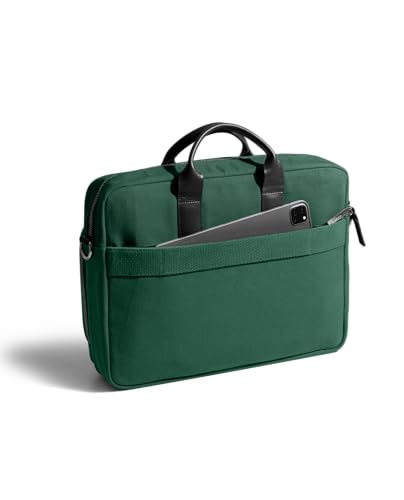 Image of DailyObjects 100% Cotton Canvas Commute Laptop Messenger Bag for Men & Women | Travel Shoulder Handbag With Trolley Sleeve | Metal Zip Closure | Leather Handles | Padded Laptop Compartment For 14 inch