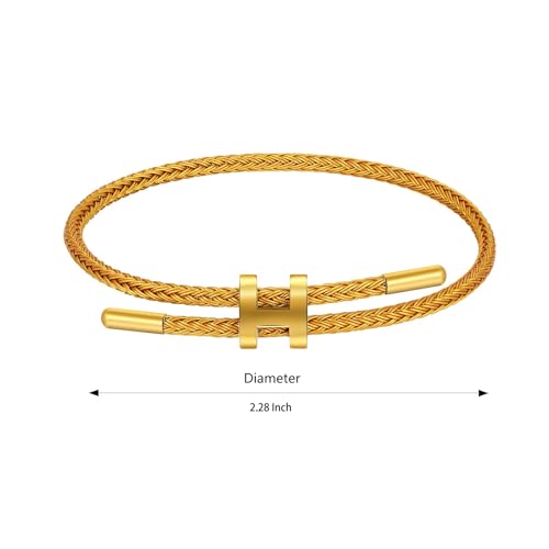 Image of AIMADE Bracelets for Women Adjustable Charm Bracelet, 18k Gold-plated Buckle Design Titanium Steel Wire Rope Women's Gift Jewelry
