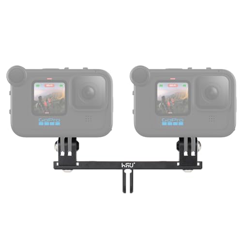 HSU Soporte Doble Aluminio para GoPro, Adaptador Más Largo para GoPro con Accesorio Multimedia o Carcasa Impermeable, Soporte Zapata Fría para Cámara Acción